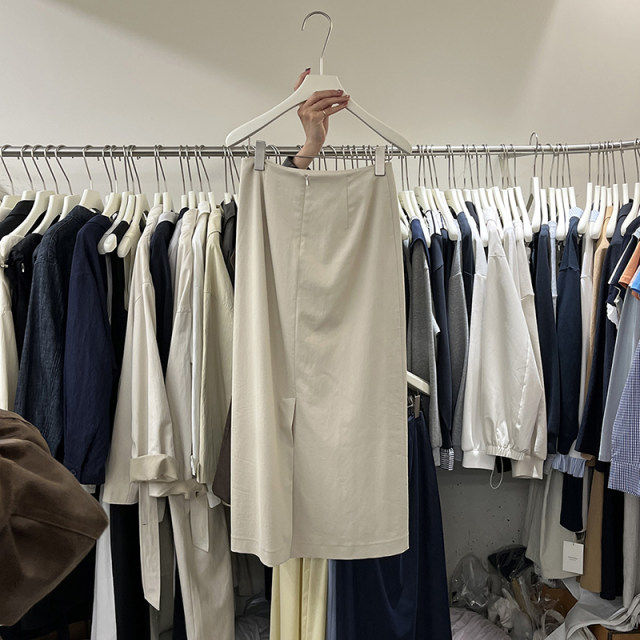 Texture Neola Dongdaemen New high-waisted straight skirt for women commuting style high intelligence slit long skirt