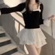 Sweet puffy skirt pleated cake A-line skirt women's double-layer puffy skirt pleated ruffled skirt
