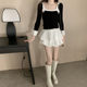 Sweet puffy skirt pleated cake A-line skirt women's double-layer puffy skirt pleated ruffled skirt
