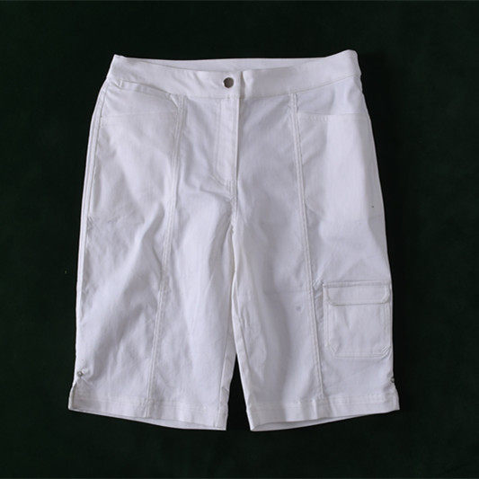 External single knock quality versatile pure white cotton tooling multi-bag five-point pants shorts summer outfit with large size
