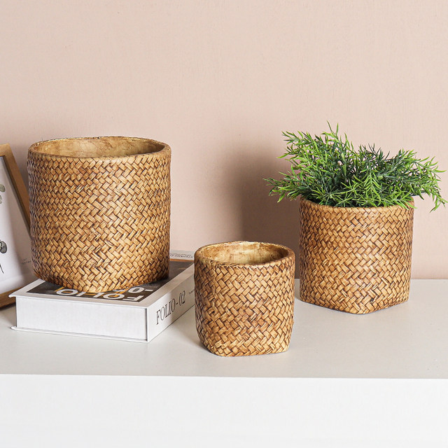 Cement flower pot Nordic style simple creative personality large diameter green plant potted green radish succulent wabi-sabi flower pot