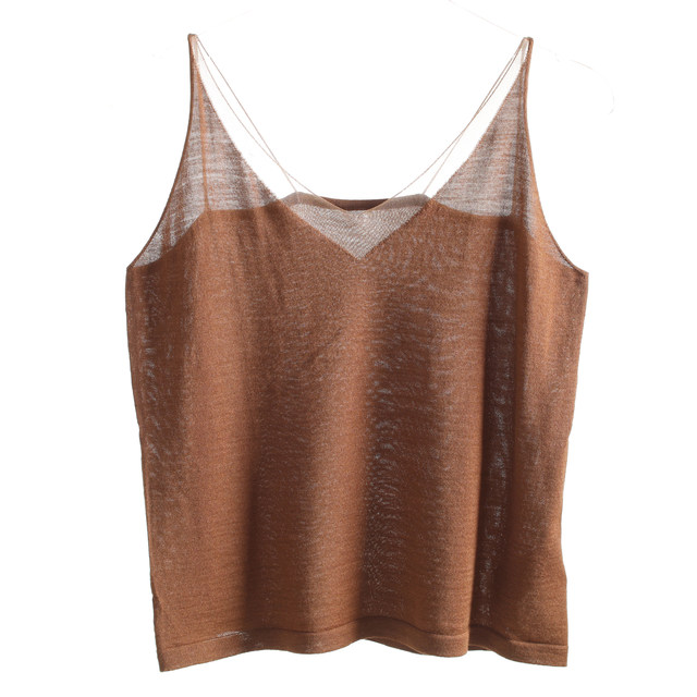 60-count high-grade worsted mulberry silk sheep wool, ultra-fine shoulder straps, retro Maillard V-neck camisole