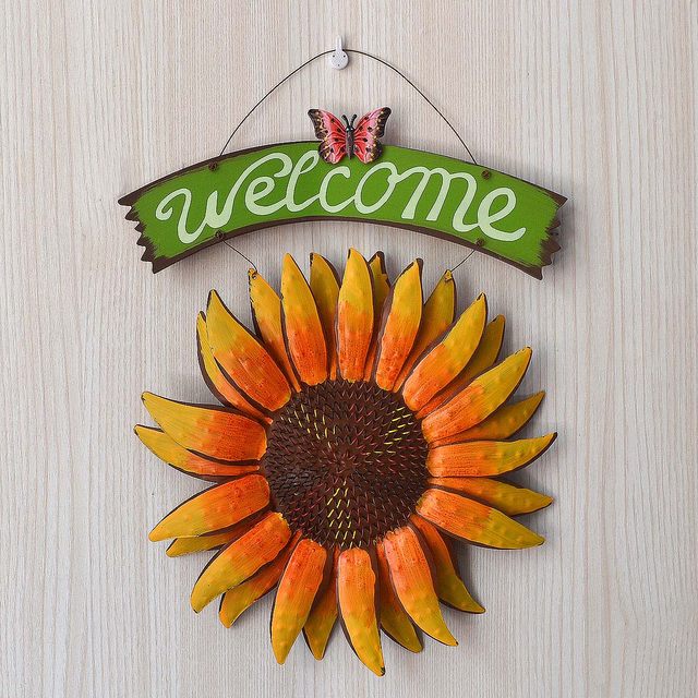 Genuine courtyard garden layout welcome sign sunflower balcony garden gardening wall landscaping wall fence decoration pendant