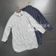 Foreign trade pure raw chiffon striped long sun protection white, black, blue versatile mid-length loose long-sleeved shirt