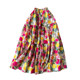 Oil painting printed skirt French retro niche design high waist fluffy skirt colorful mid-length floral skirt