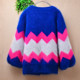 Autumn and winter INS long sable velvet color stripe round neck loose and thin bubble sleeve sweet jacket sweater female 143