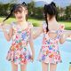 Girls' swimsuit one-piece skirt-style split shorts conservative hot spring student girl children's cute swimwear
