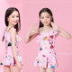 Girls' swimsuit one-piece skirt-style split shorts conservative hot spring student girl children's cute swimwear