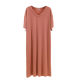 Ice silk V-neck short-sleeved dress for women in summer thin loose nightgown large size slim casual skirt slit base skirt
