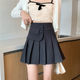 New high-waisted gray pleated skirt for women plus size fat mm slimming A-line skirt autumn and winter fat black short skirt