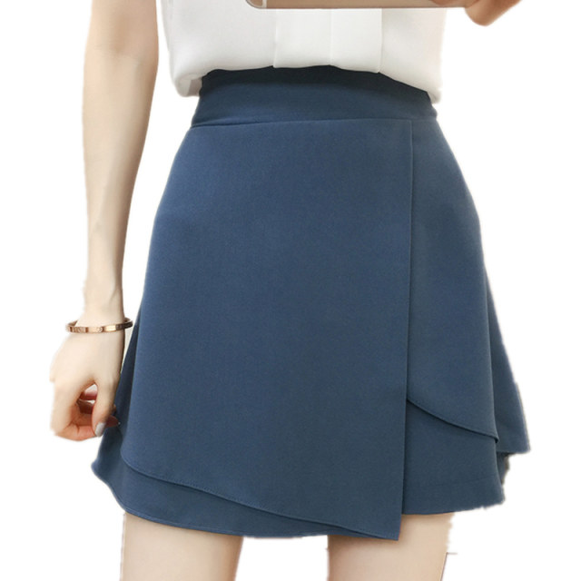 Fat mm plus size half-body short skirt pants summer women 2024 new ruffled a-line skirt versatile wide-leg skirt 200 Jin [Jin equals 0.5 kg]
