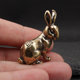 Retro brass pair of small lucky rabbits desktop decoration small ornaments twelve zodiac rabbit tea pet couple ornaments crafts