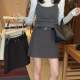 Black belt skirt for women 2025 spring new high-waisted slimming one-step skirt A-line skirt suit pocket skirt