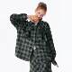 ziziFei autumn and winter retro design bow plaid thickened loose plaid shirt jacket for women