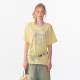 ziziFei summer American retro grey basic letter print V-neck loose large top short-sleeved T-shirt for women