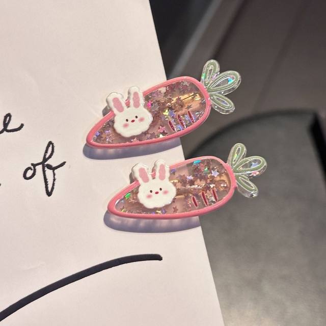 
Cute bunny carrot hairpin, sweet ins girl duckbill clip, cartoon side bangs clip, sweet girl hairpin