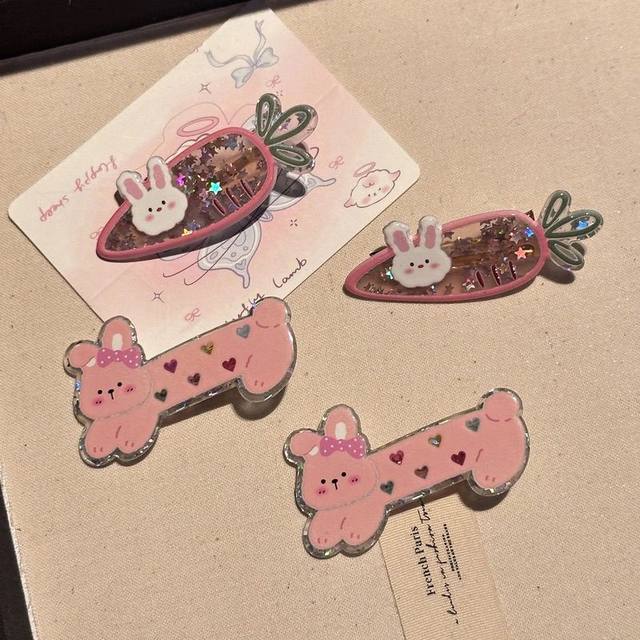 
Cute bunny carrot hairpin, sweet ins girl duckbill clip, cartoon side bangs clip, sweet girl hairpin