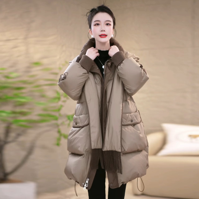 
2025 winter middle-aged and elderly mothers' down jacket women's winter thickened and warm loose large size belly-covering coat