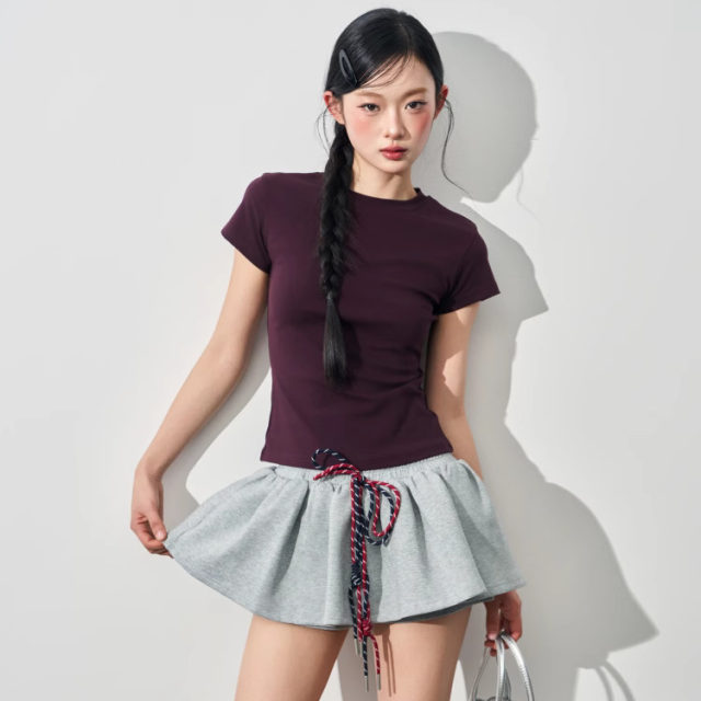 Andasaya double strap skirt pants miu sports puffy skirt short skirt black/heat