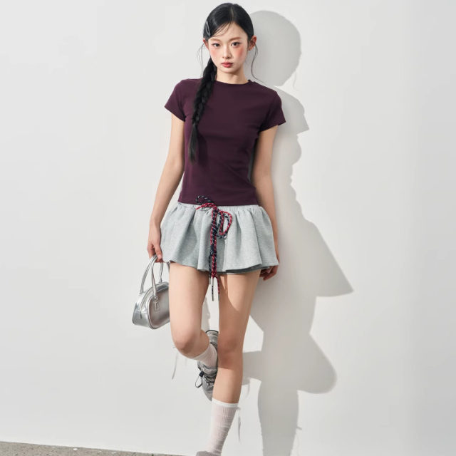 Andasaya double strap skirt pants miu sports puffy skirt short skirt black/heat