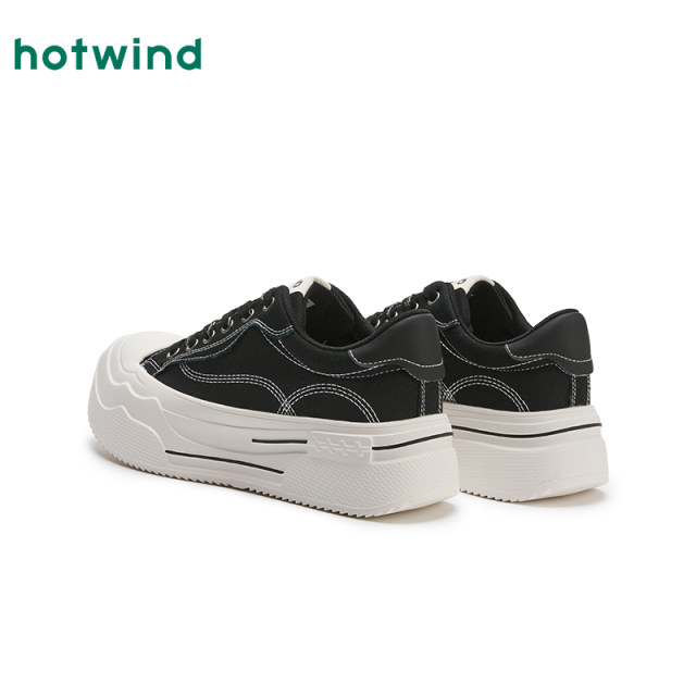 Hot air thick-soled canvas shoes for women 2025 spring new versatile low-top black women's shoes lightweight white shoes
