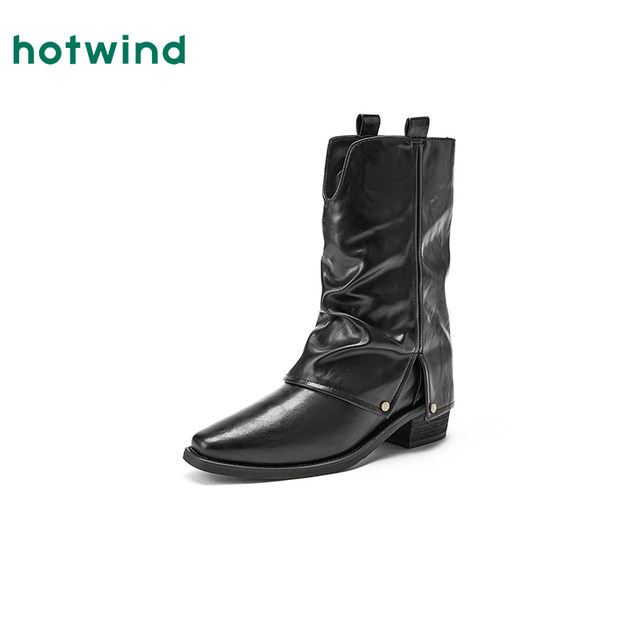 Hot air pointed toe fashion boots for women 2025 winter new mid-tube casual boots versatile short boots western boots women's shoes