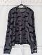 Summer women's large size black mesh bat pattern long-sleeved round neck pullover elastic base shirt T-shirt 1349
