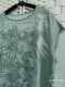 Summer women's large size light green round neck pullover short-sleeved butterfly printed T-shirt 1092
