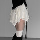 ROCKMORE solid color lace spliced ​​pleated skirt versatile and irregular short skirt