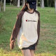 Champion Rainbow Ragnarok round neck thin long-sleeved T-shirt for women's spring pure cotton sweatshirt loose pullover splicing top trendy
