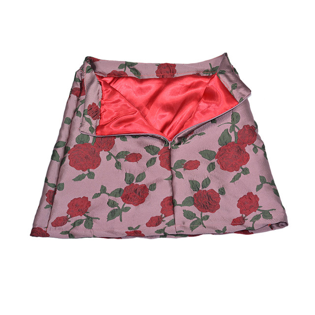 beaushare<Sunset Rose> Retro printed hip-pack skirt A-line skirt 2022 spring and autumn high waist short skirt