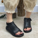 Retro thick -bottomed female sandals new summer leather women's shoes handmade low -heeled soft bottom high -top high -top Roman boots tide