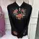Red cheongsam collar embroidered knitted bottoming shirt mother's wear long-sleeved winter sweater middle-aged and elderly style thickened top