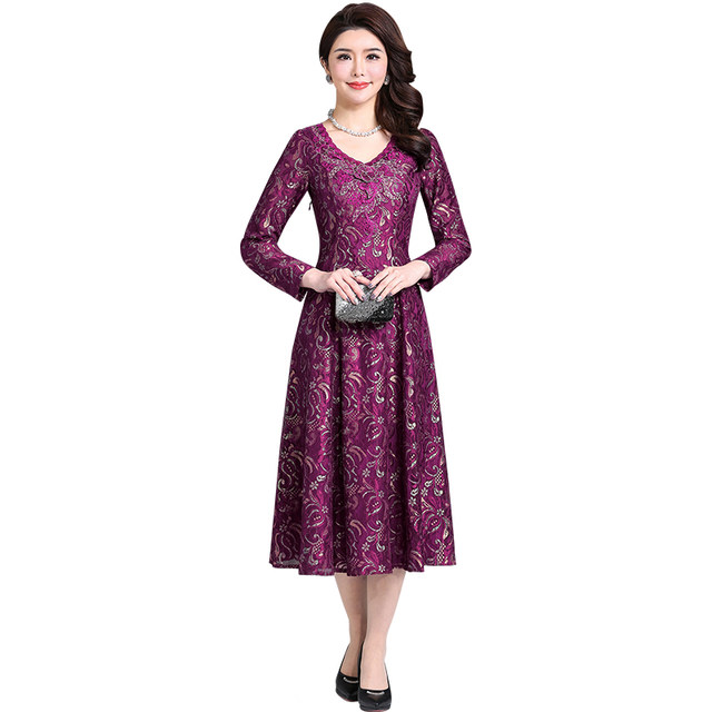 Gubesha women's new high-end spring clothing new product lace heavy industry embroidery Xi mother-in-law dress mother-in-law dress dress