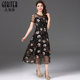 Gu Beisha summer handmade stitching fashion showing thin net gauze embroidery mother dress temperament dress long skirt
