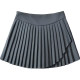 Cotton retro irregular length and short high waist pleated skirt, personalized girlish anti-exposure side zipper long-legged A-line skirt