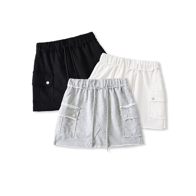 Cotton American casual cut breasted elastic waist-pack hip skirt irregular pocket anti-exposure sports sweat skirt