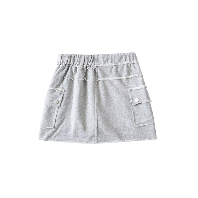Cotton American casual cut breasted elastic waist-pack hip skirt irregular pocket anti-exposure sports sweat skirt