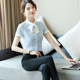 Bow striped shirt for women in summer 2024 new professional suit small fresh short-sleeved top Korean style base shirt