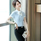 Bow striped shirt for women in summer 2024 new professional suit small fresh short-sleeved top Korean style base shirt