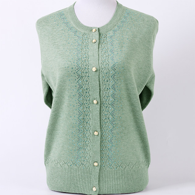 Middle-aged and elderly women's autumn and winter mother's sweater long-sleeved round neck knitted cardigan grandma's wool bottoming shirt top clothes