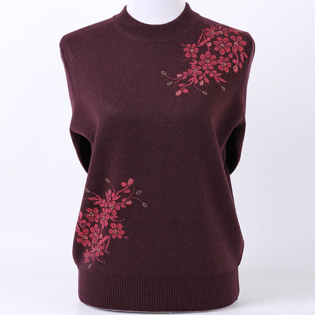 Elderly, winter clothes female mother thickened sweater semi -high -necked covered head sweater, grandmother weaving bottoming shirt, top
