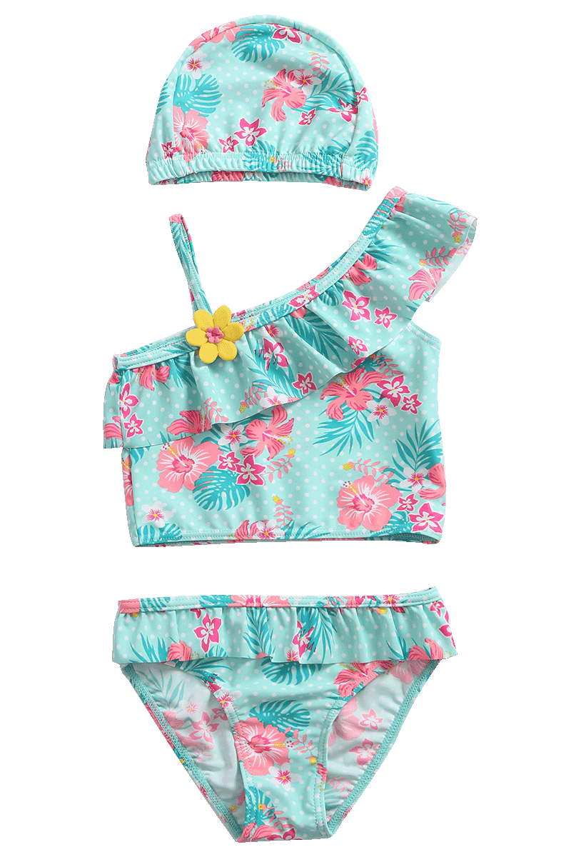 Children's swimsuit girls three 3-4 years old 6 years old baby girl floral princess loli split bikini swimsuit