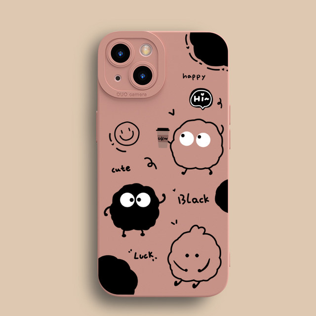 Cute coffee briquettes suitable for Apple 13 mobile phone case cartoon iPhone15promax female model 17/16/14/12 silicone 11 soft shell 15plus all-inclusive anti-fall XR/XS/8 creative