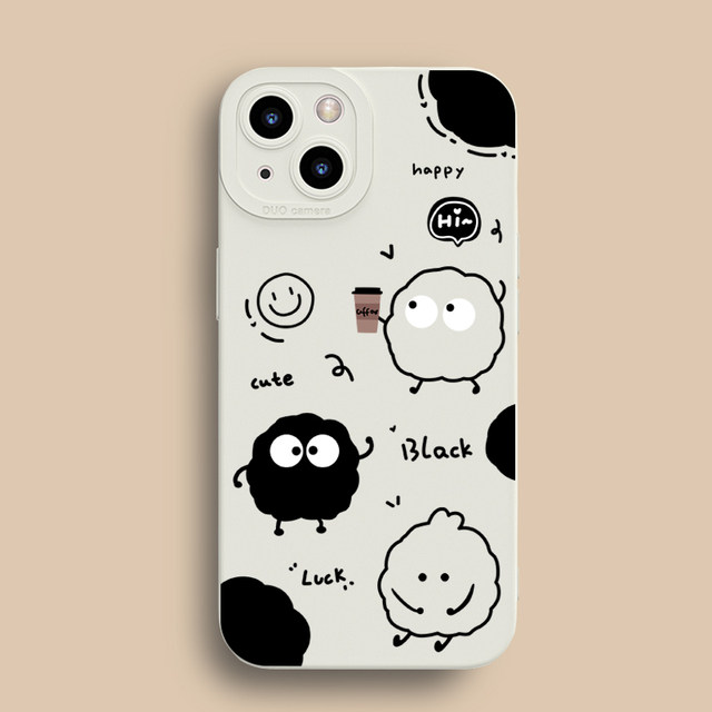 Cute coffee briquettes suitable for Apple 13 mobile phone case cartoon iPhone15promax female model 17/16/14/12 silicone 11 soft shell 15plus all-inclusive anti-fall XR/XS/8 creative