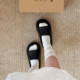 Thin strips, wear slippers for women, summer milky blue thick-soled high-rise sandals, travel EVA soft-soled beach shoes
