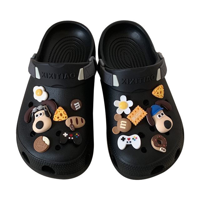 Slim strips, fun and cute DIY hole shoes, men and women wear ins versatile arch big head puppy sandals