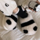 Thin strips of panda cotton slippers for women winter indoor home use non-slip cute plush warm confinement soft-soled shoes