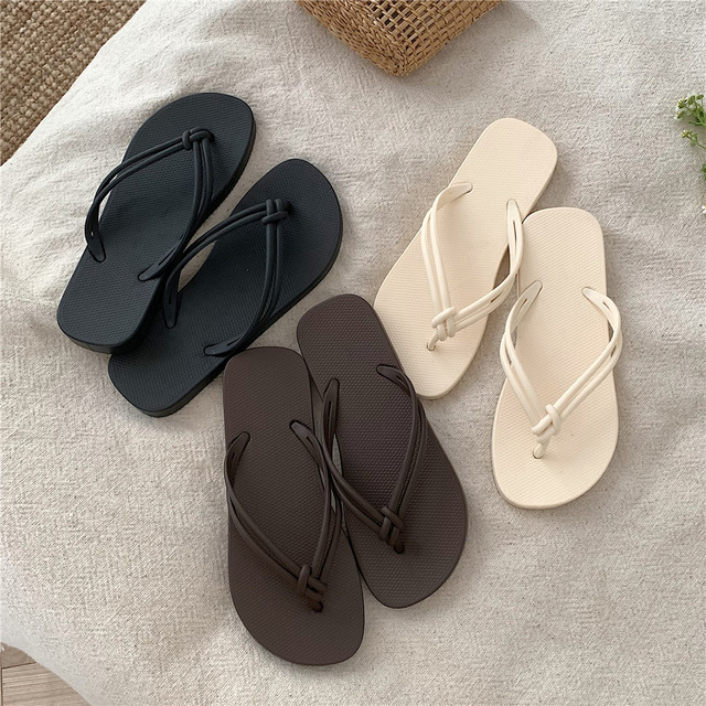Thin strips Korean style ins fashion casual flip-flops for women summer outer wear non-slip bathing flip-flops sandals beach shoes