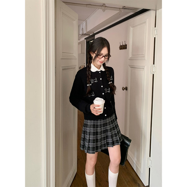 cozydays Berkeley skirt black plaid pleated skirt for women in autumn versatile slim A-line short skirt
